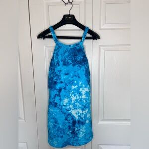 Lands' End Women high neck swim dress one piece swimsuit Sz 10 Aqua NWOT